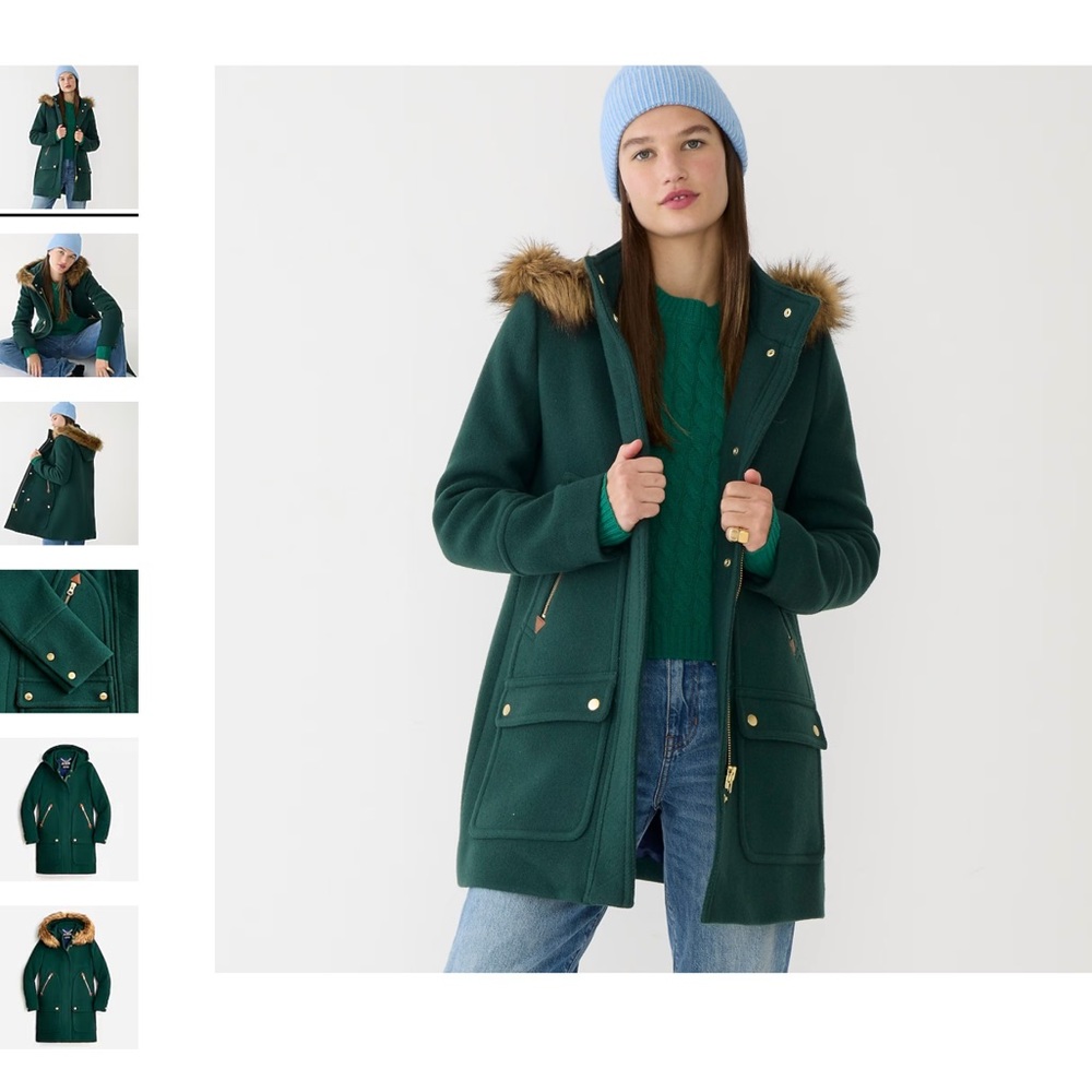 J. Crew Chateau Parka Dark Green size 2 NWT